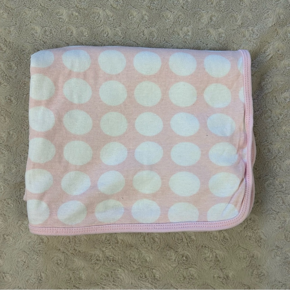 Carter's Pink White Big Polka Dots Baby Swaddle Blanket Spots Circles Stretchy